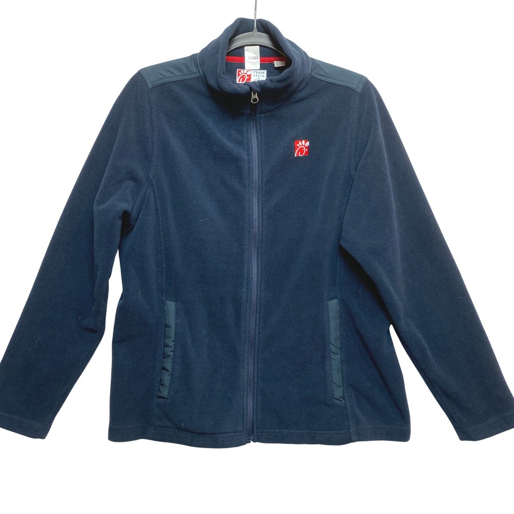 Oobe Chick-fil-A Fleece Jacket Mens XL Navy Full Zip Uniform Embroidered Logo
